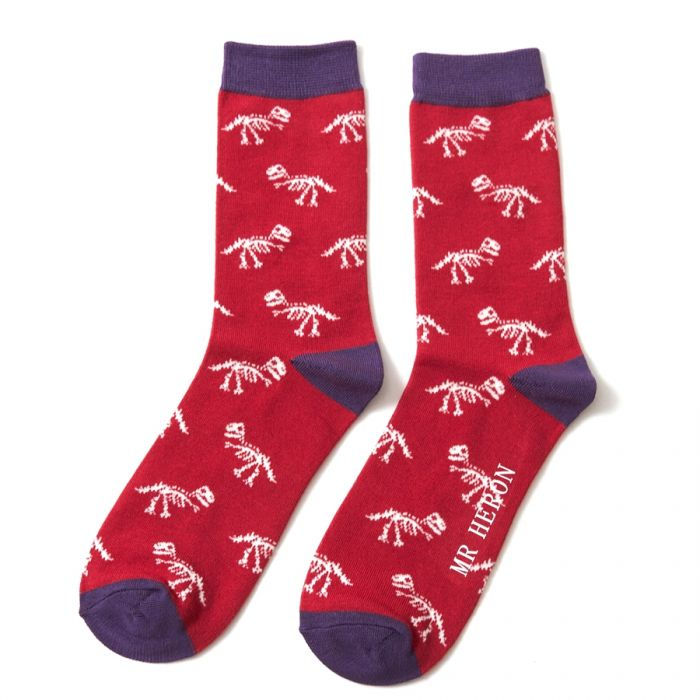 Dino Bones Socks Red