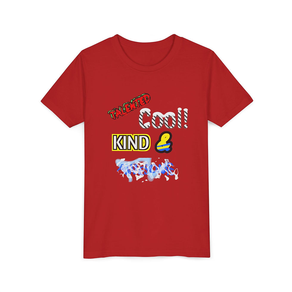 Thumbnail: Fun red t-shirt with 'Awesome Cool!' and 'KIND' text.