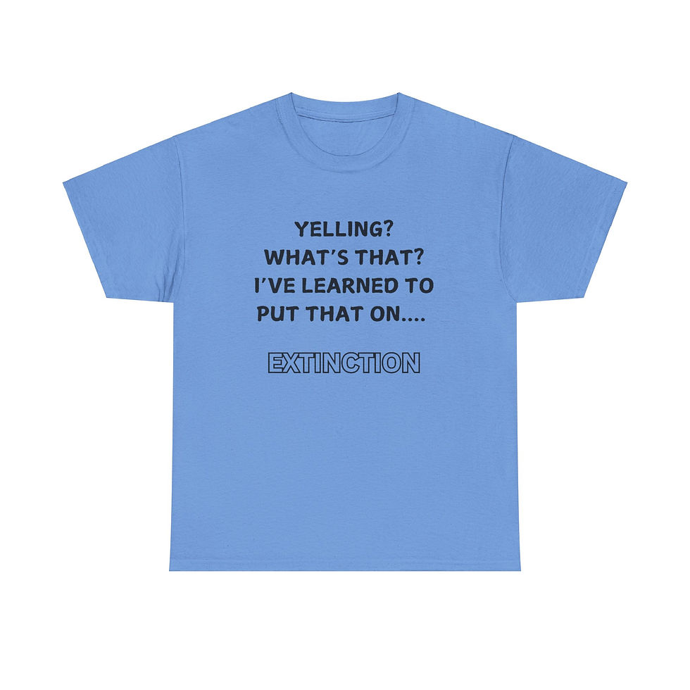 Thumbnail: Light blue youth t-shirt with 'YELLING? WHAT'S THAT? I'VE LEARNED TO PUT THAT ON... CORRECTIONS' text.