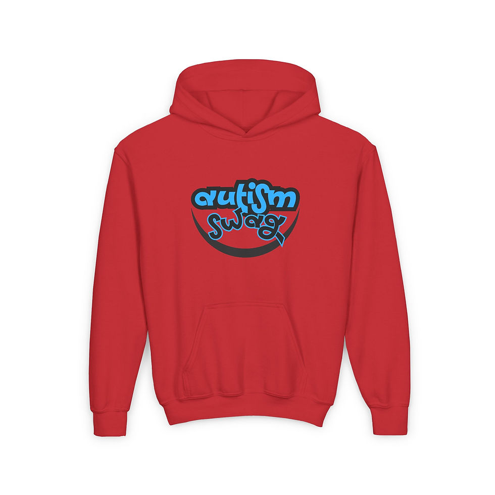 Miniatura: Red hoodie with Autism Swag text