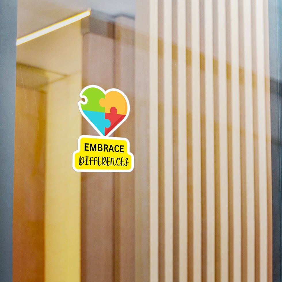 Thumbnail: Autism awareness sticker with puzzle heart and 'EMBRACE DIFFERENCES' on glass