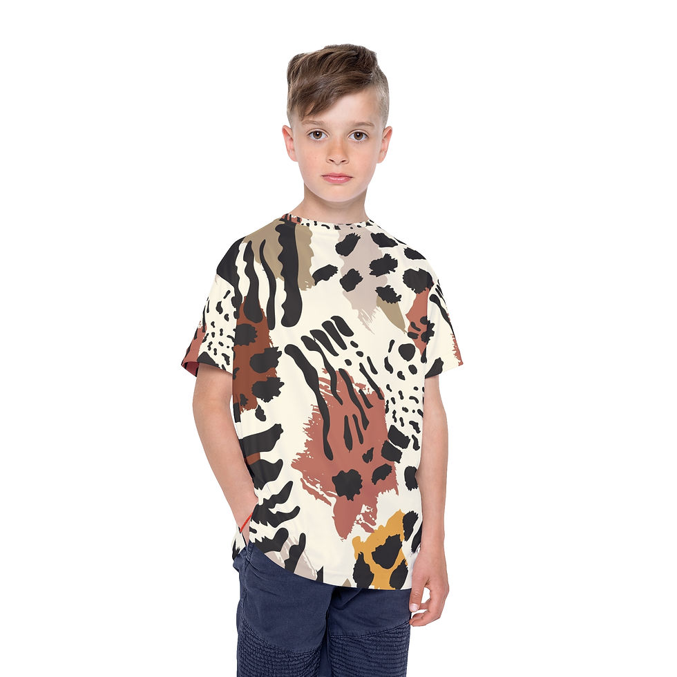 Thumbnail: Young boy in graphic tee with abstract animal print