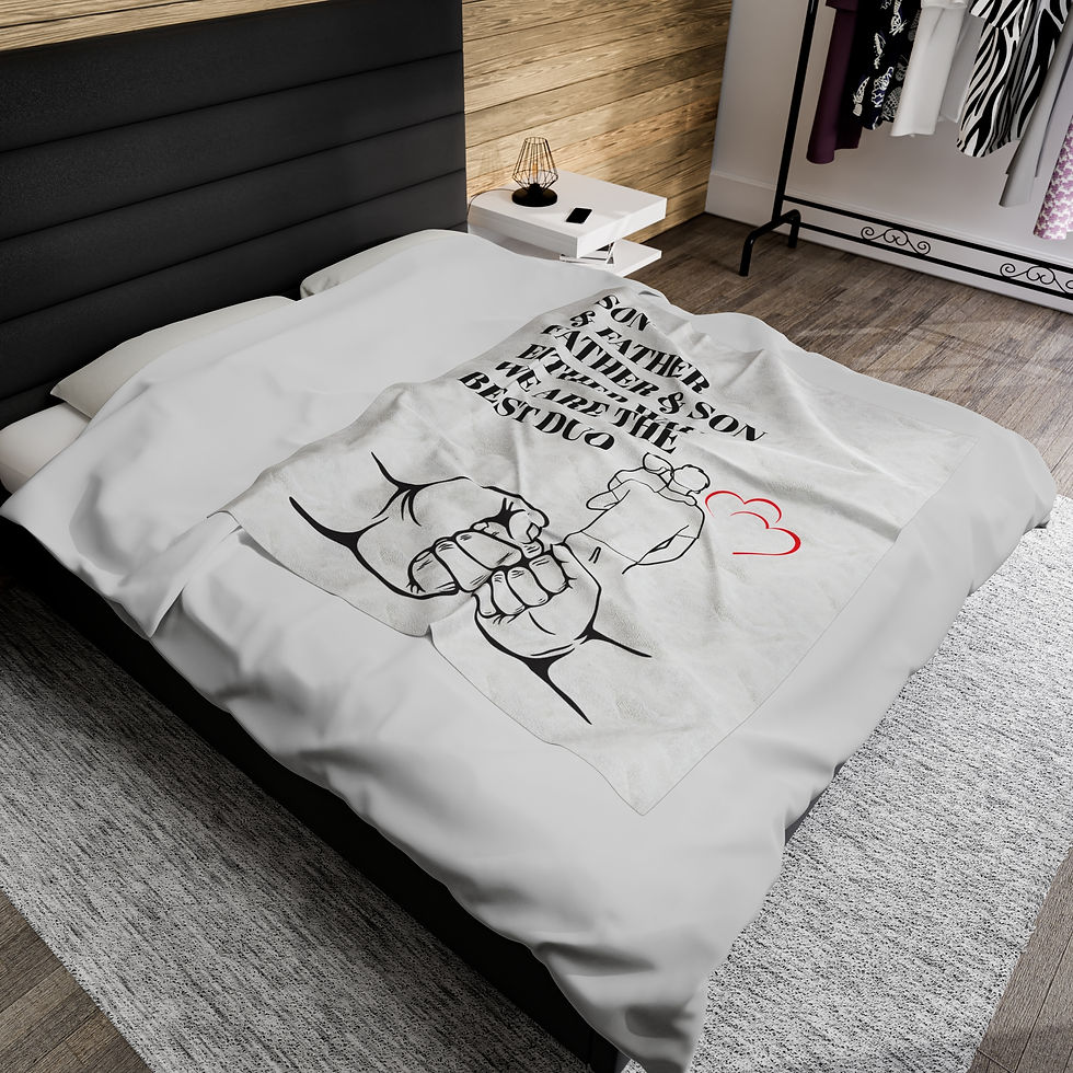 Thumbnail: White duvet cover with father and son hands forming a heart, text.