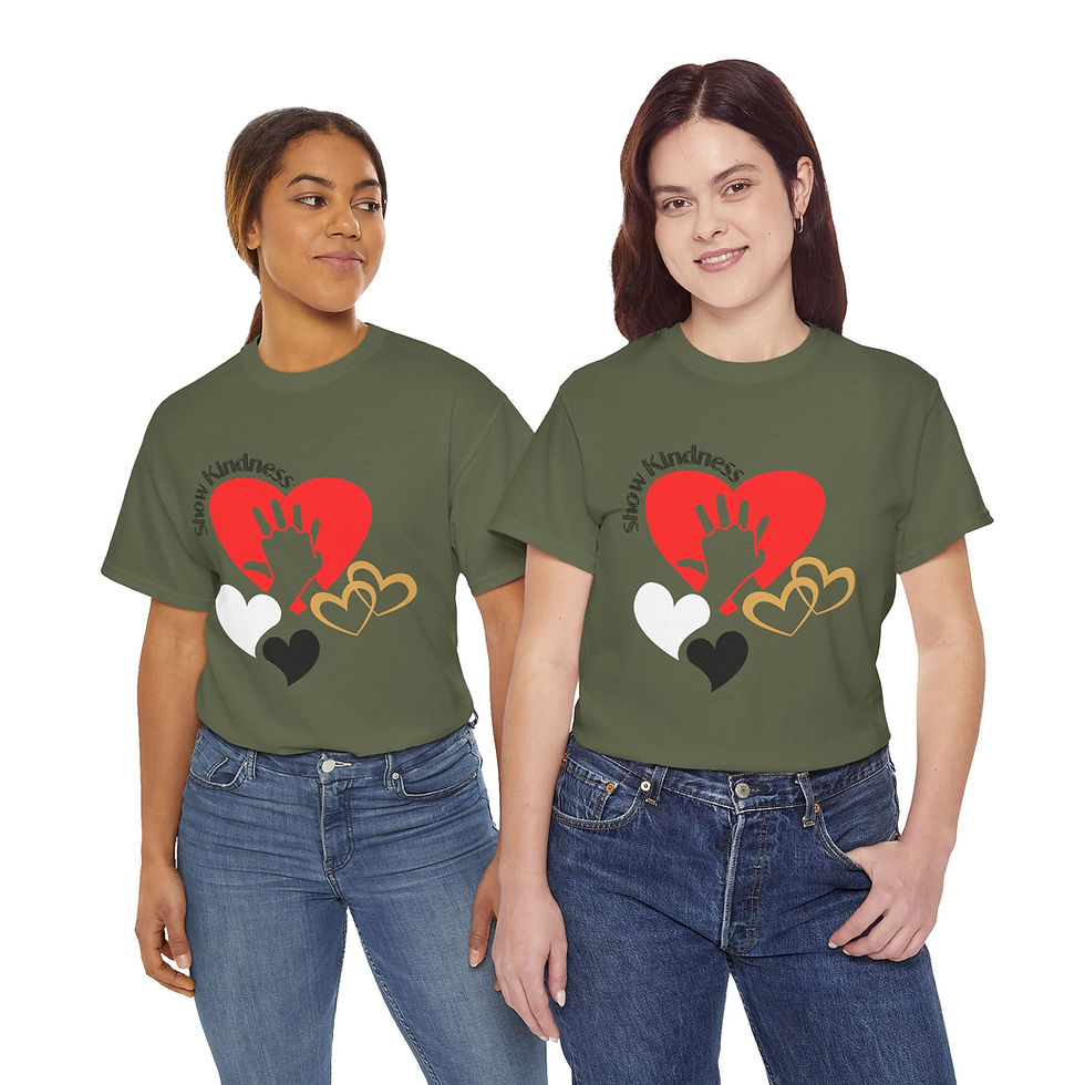 Women wearing olive green ABA shirts with heart design.