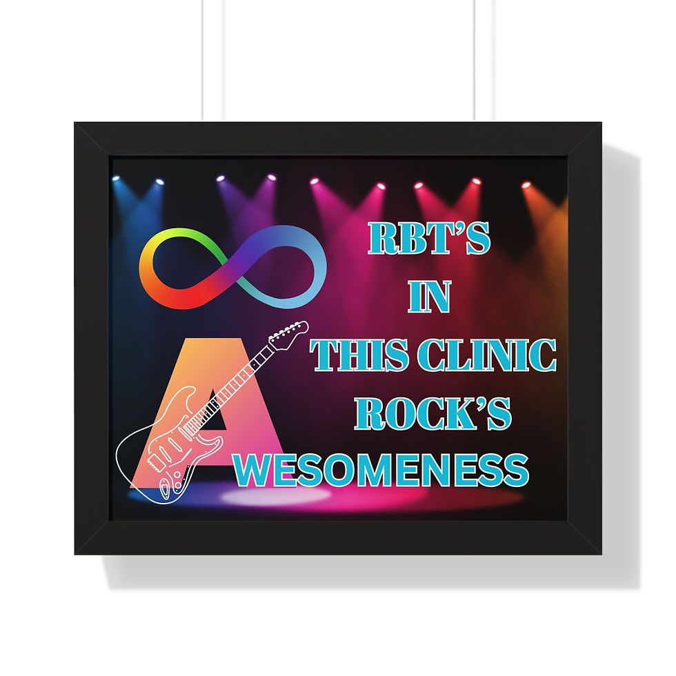 Thumbnail: Framed sign: RBT's IN THIS CLINIC ROCK'S WESOMENESS, rainbow infinity symbol, guitar 'A'