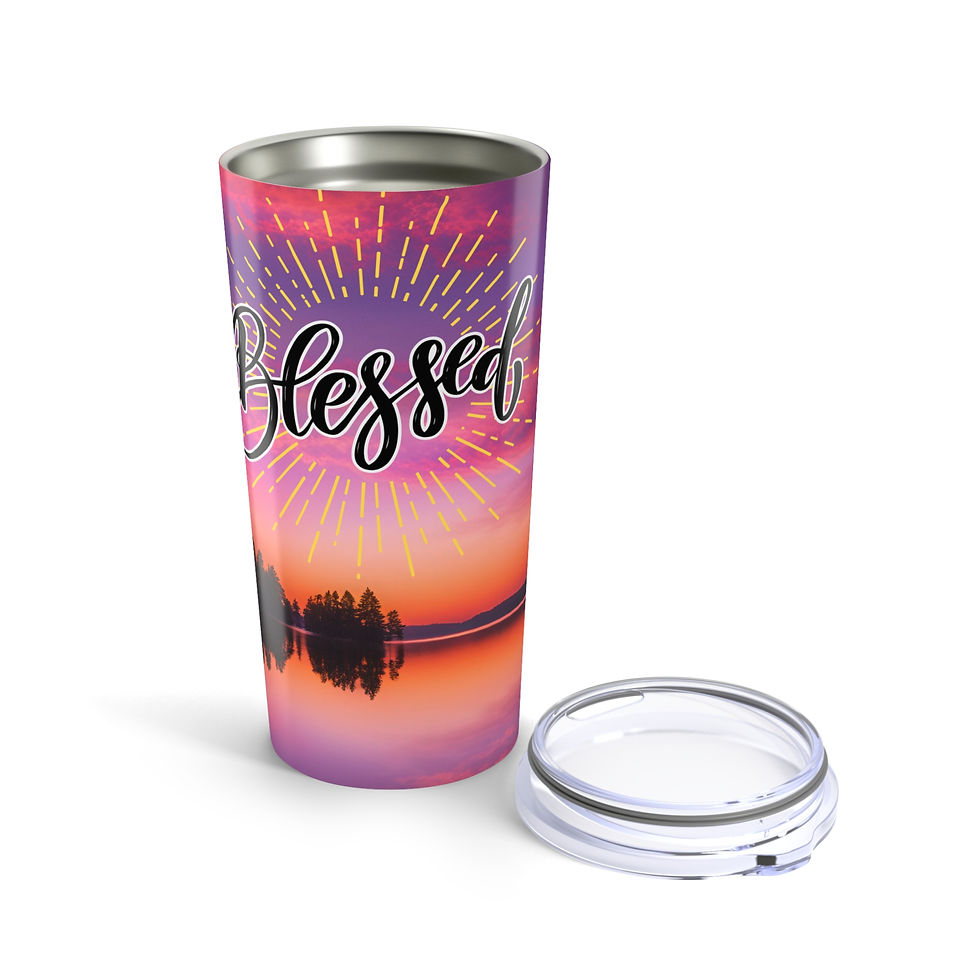 Thumbnail: Blessed 20oz Tumbler - Inspirational Travel Mug with Sunset Design