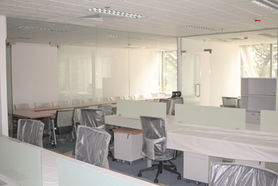 Reception and welcome area inside a Grade-A commercial office space on Wireless Road, Bangkok.