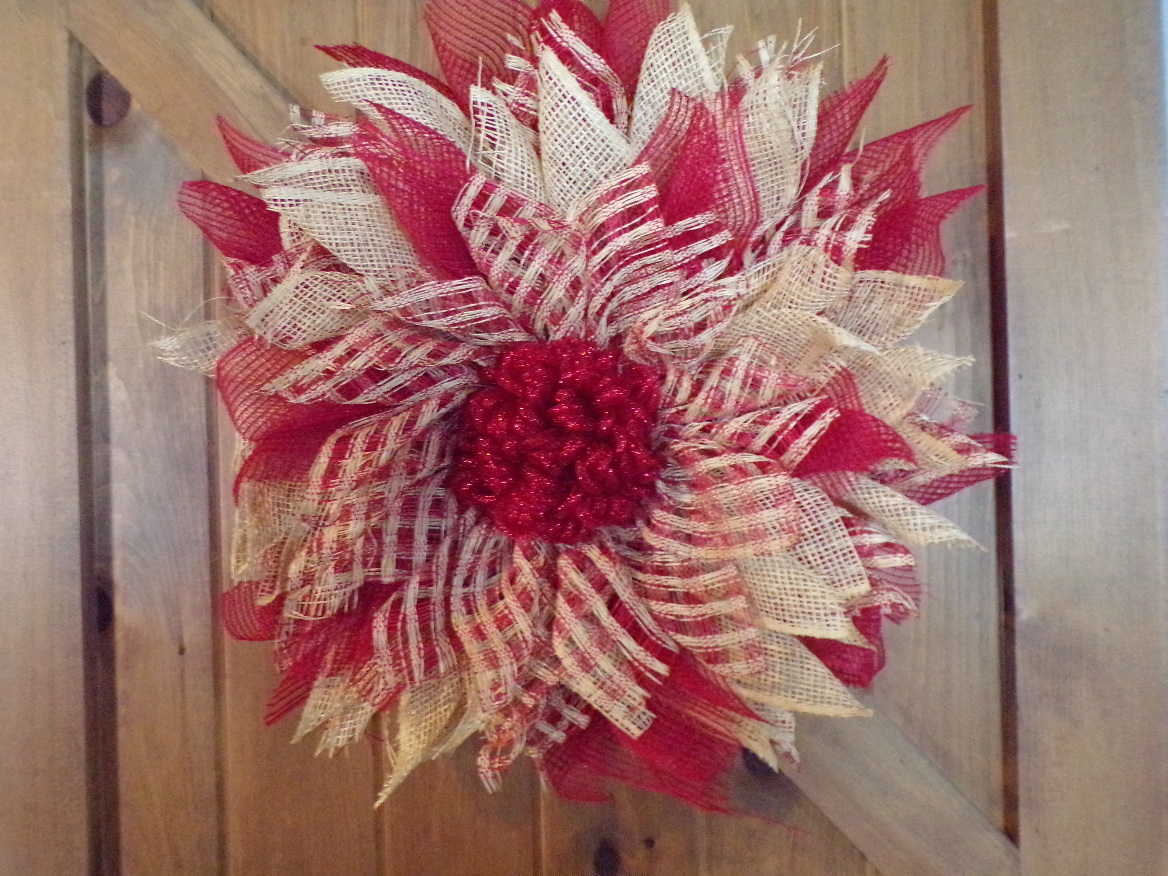Red & Beige Flower Wreath