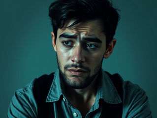 A man with a look of sadness or failure on his face