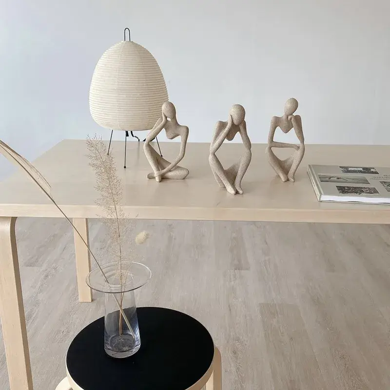 Thumbnail: Sand Color the Thinker Abstract Statues Sculptures Yoga Figurine Nordic