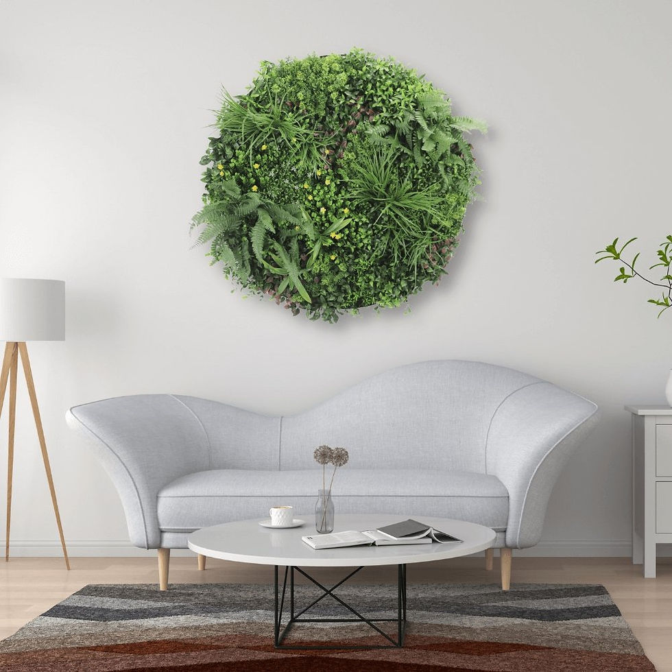 Thumbnail: Slimline Artificial Green Wall Disc Art 100cm Country Fern UV Resistant (White)