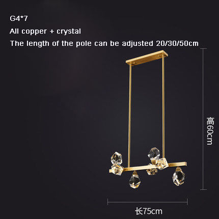 Thumbnail: Modern Copper Crystal Light Luxury Chandelier Long Strip Home Decorative Lamps