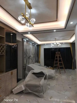 Thumbnail: Modern Copper Crystal Light Luxury Chandelier Long Strip Home Decorative Lamps