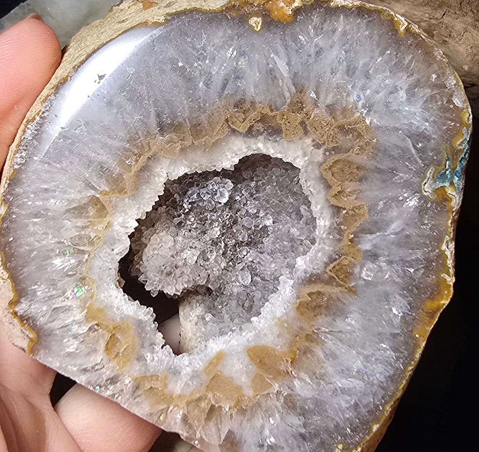 Thumbnail: special agate geode hand held front view