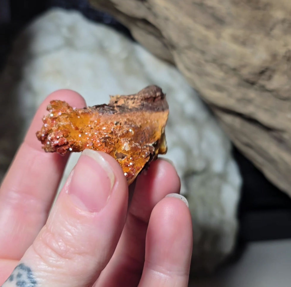 Thumbnail: vanadinite on baryte specimen hand held video