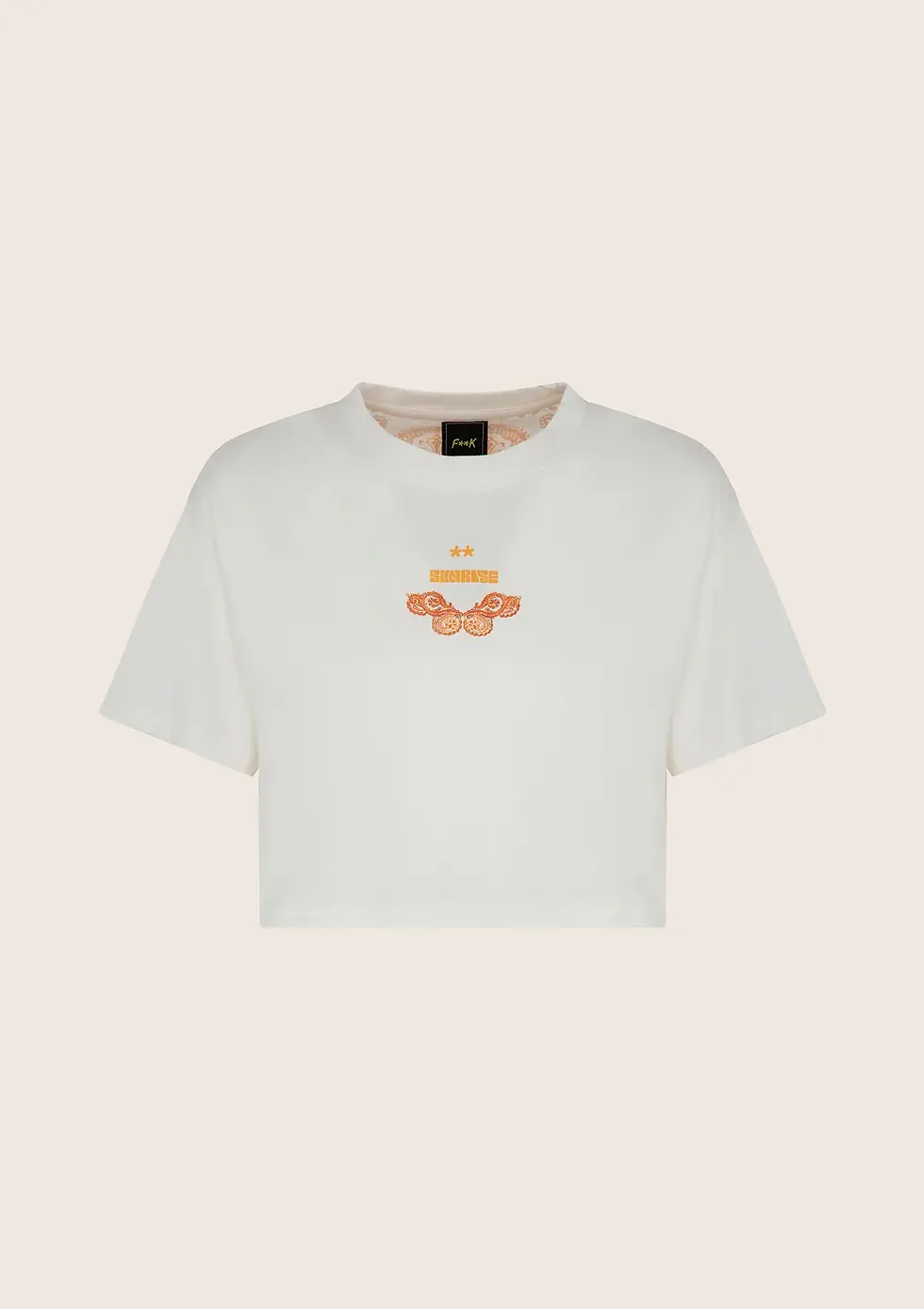 Miniatura: F**k T-shirt Cotone Crop Bandana - Bianco/Arancione