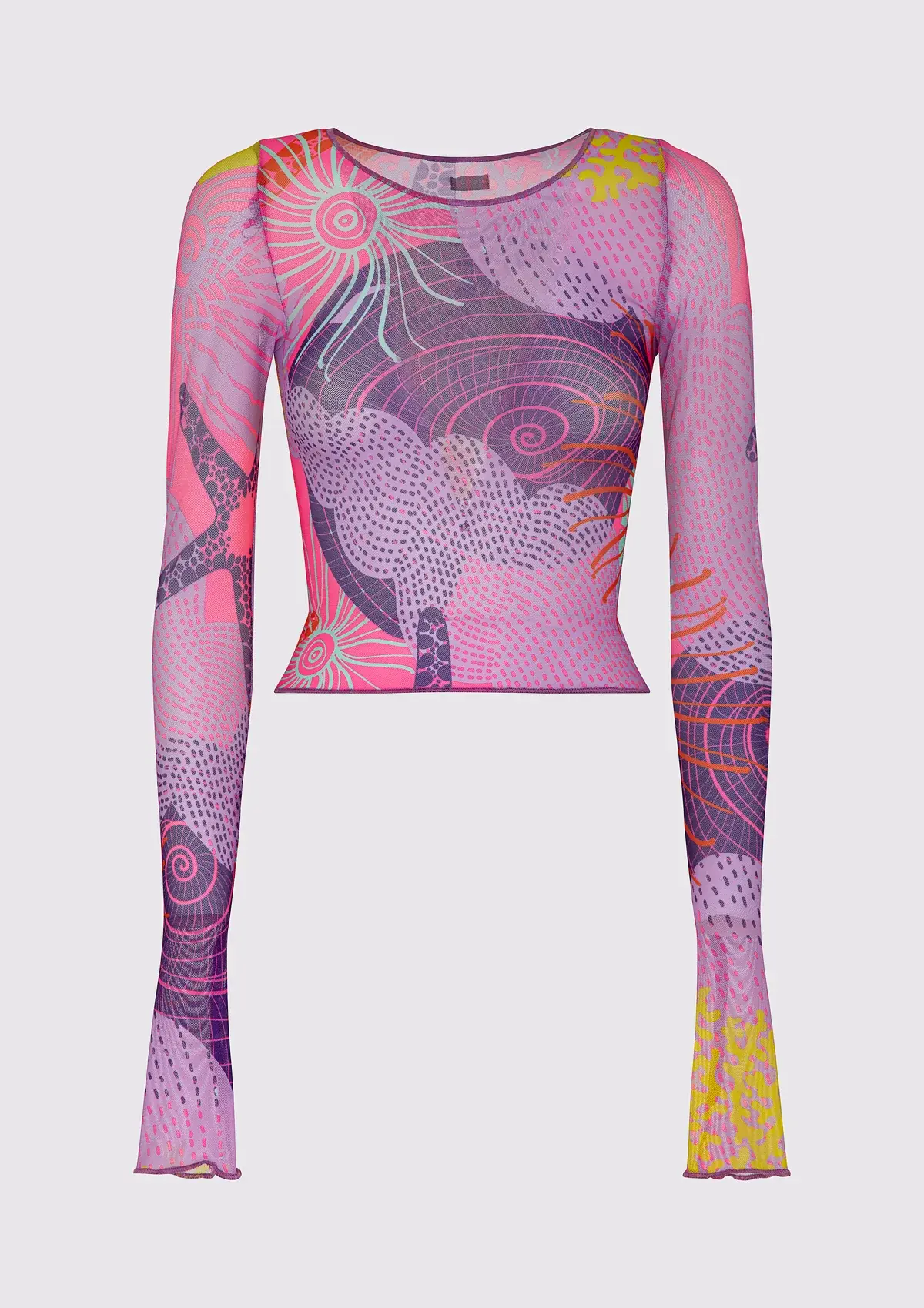 Mefui Maglia Maniche Lunghe Fondo Mare - Fuxia/Lilla