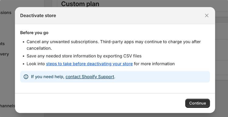Review billing details and active apps before canceling Shopify subscription to avoid charges