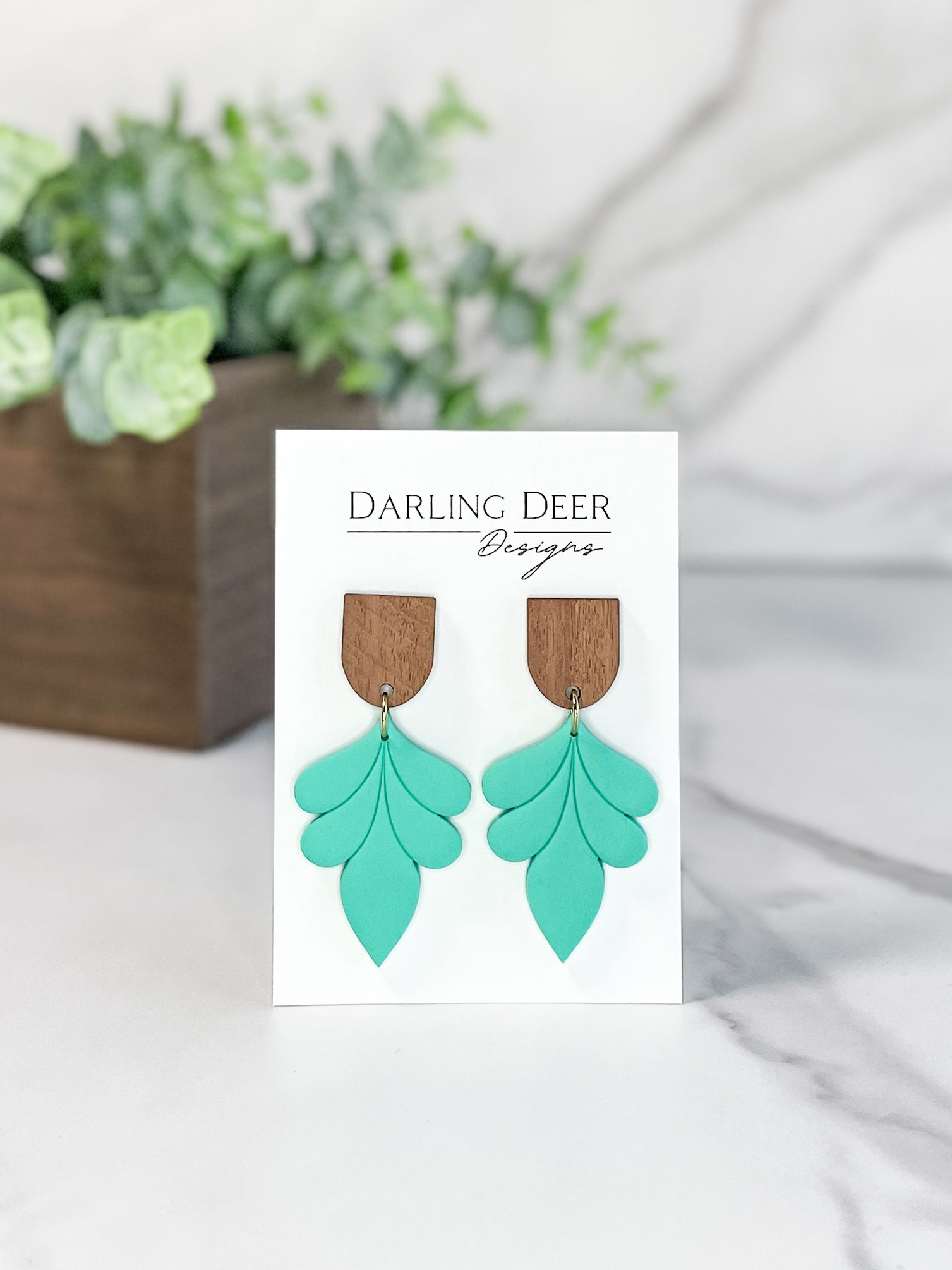 Mint Elegant Leaf Dangles