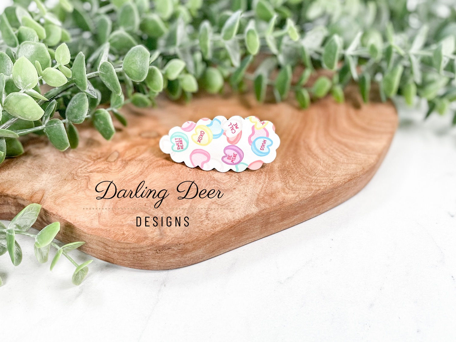 Sweet Talk Candy Hearts Scalloped Snap Clip