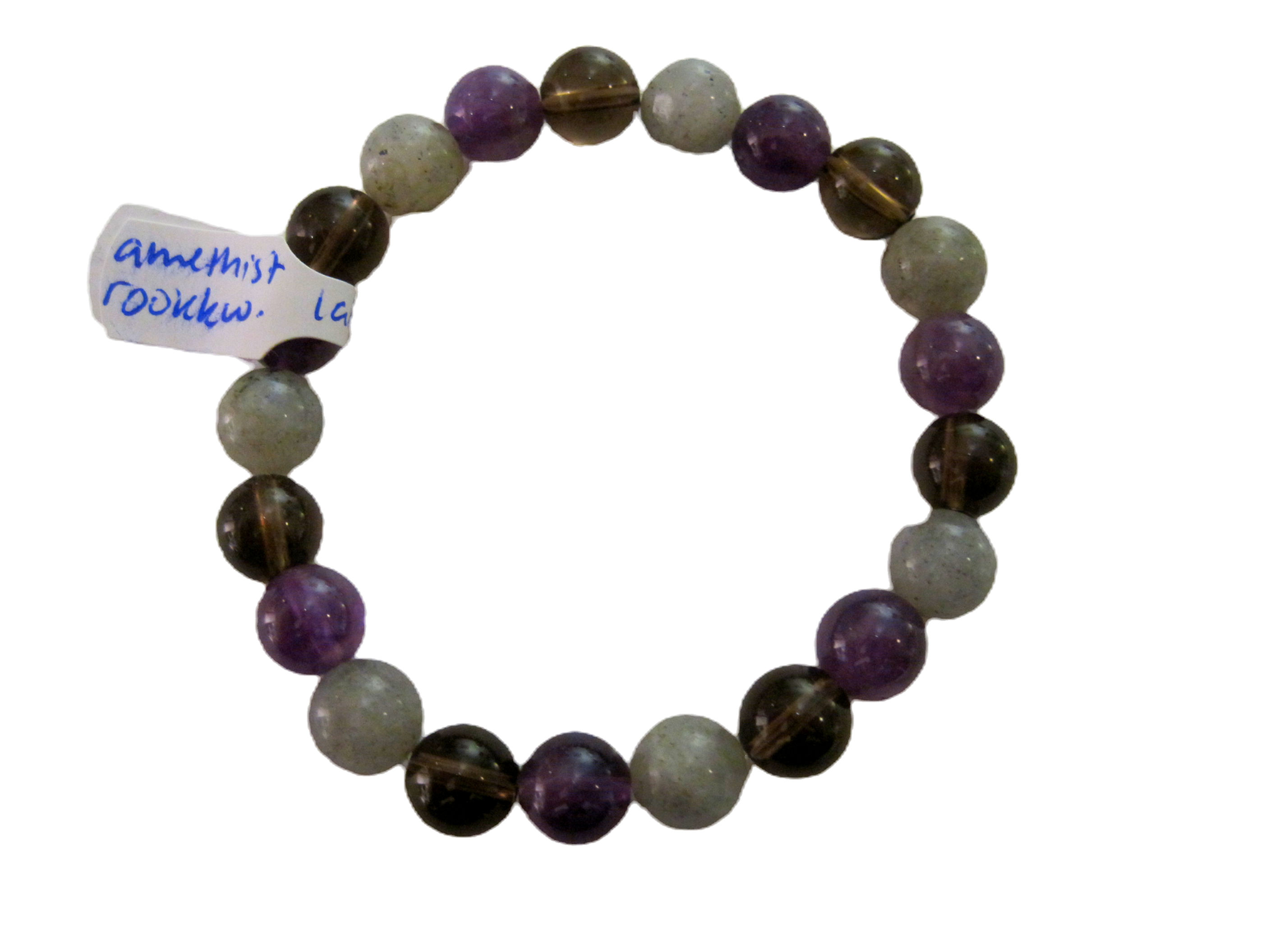 Armband amethist, rookkwarts, labradoriet