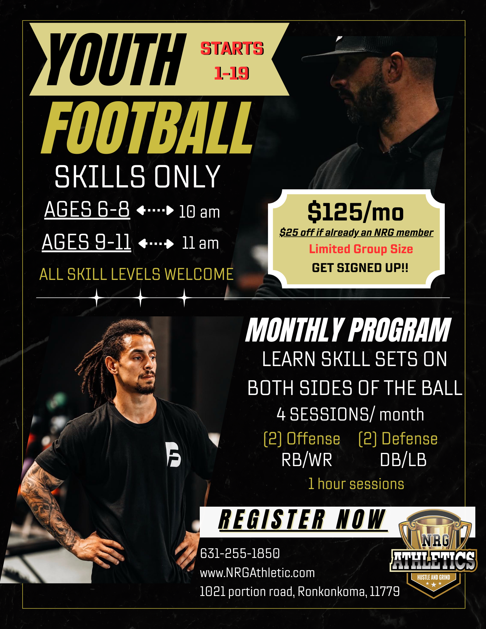 Football Training Rates Youth Football Skills Training (AGES 9-11) | NRG Athletics Inc