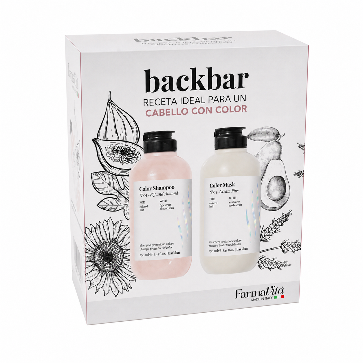 Combo Farmavita Back Bar Color Extreme Shampoo 250ml + Mascara 250ml