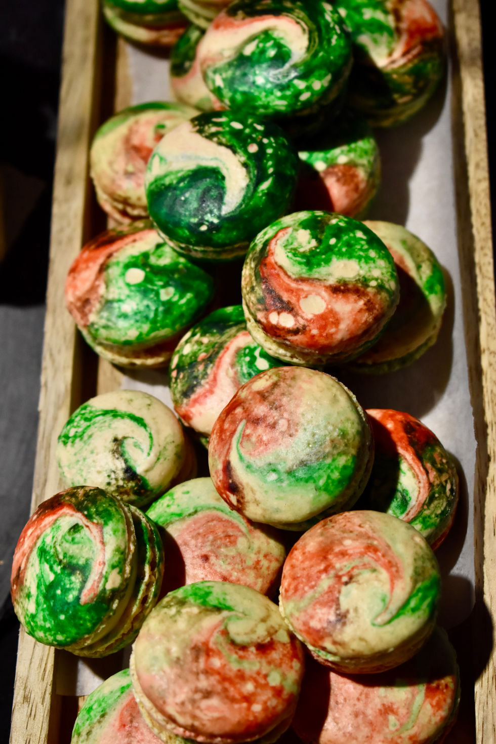 Multicoloured Christmas macaroons
