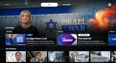 Scripps News CTV app home screen, Live View