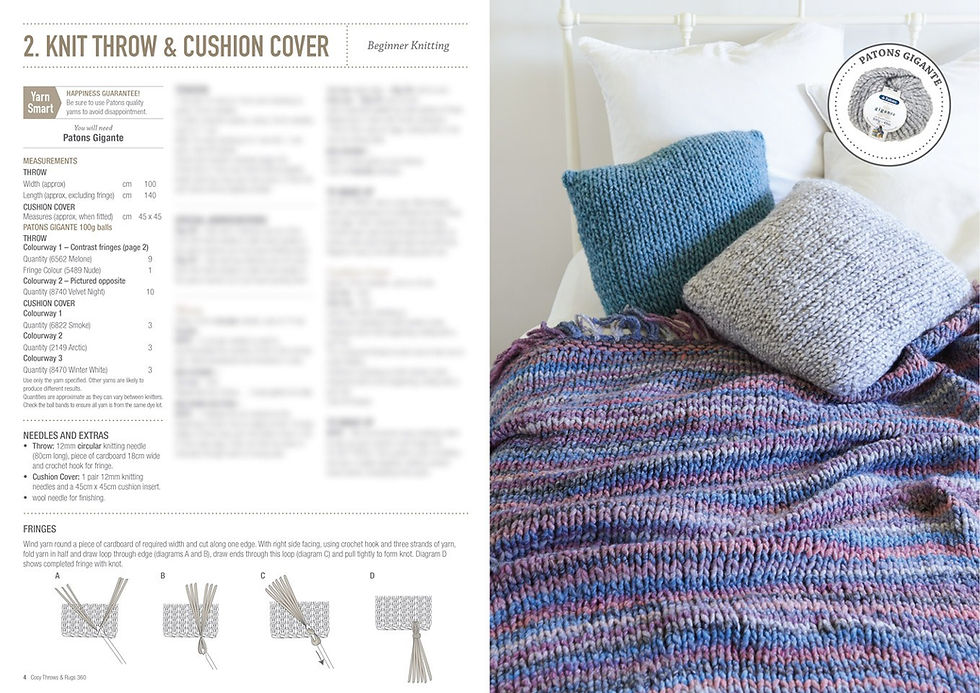 Thumbnail: Knit Throw and Cushion Cover pattern Patons Cleckheaton Panda Cosy Throws and Rugs Patter Book