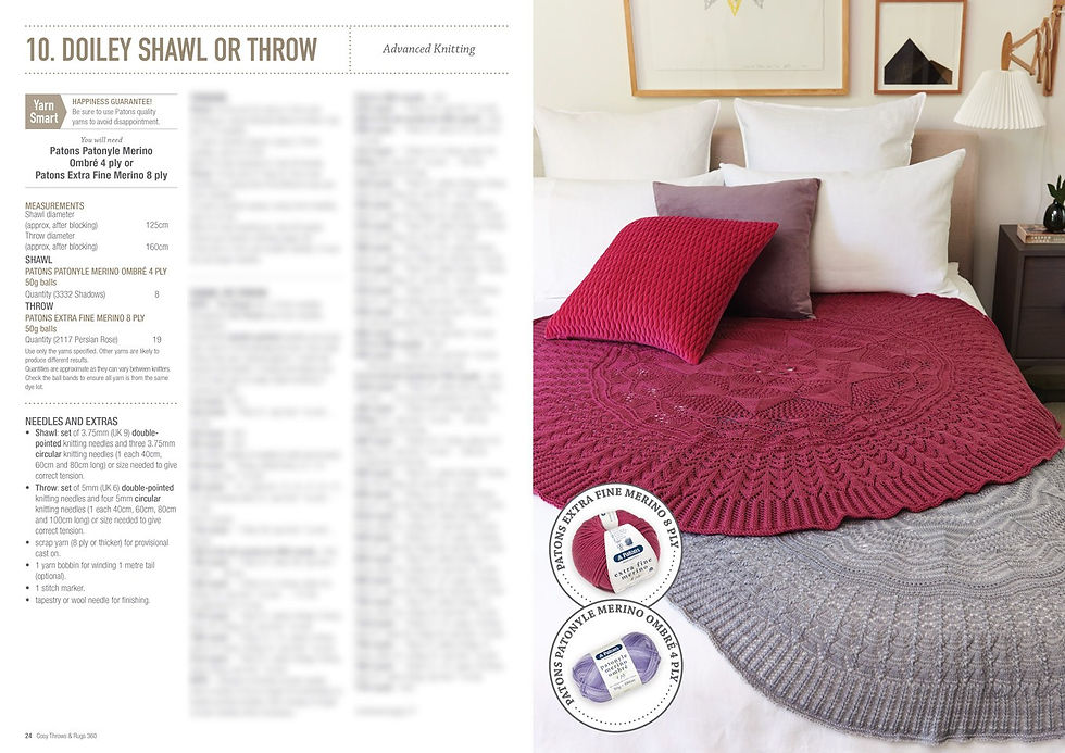 Thumbnail: Doiley Shawl or Throw pattern Patons Cleckheaton Panda Cosy Throws and Rugs Patter Book