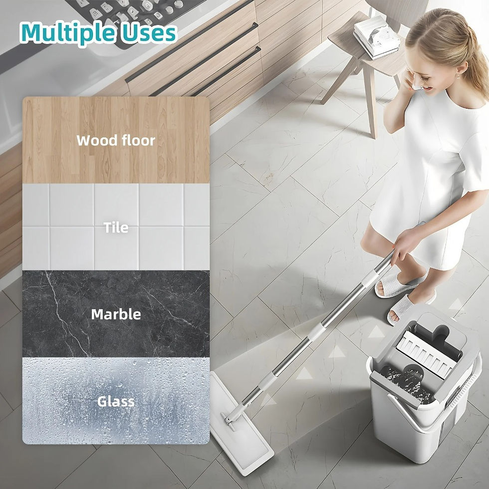 Thumbnail: Flat Spin Mop and Bucket Set with Reusable Microfiber Pads