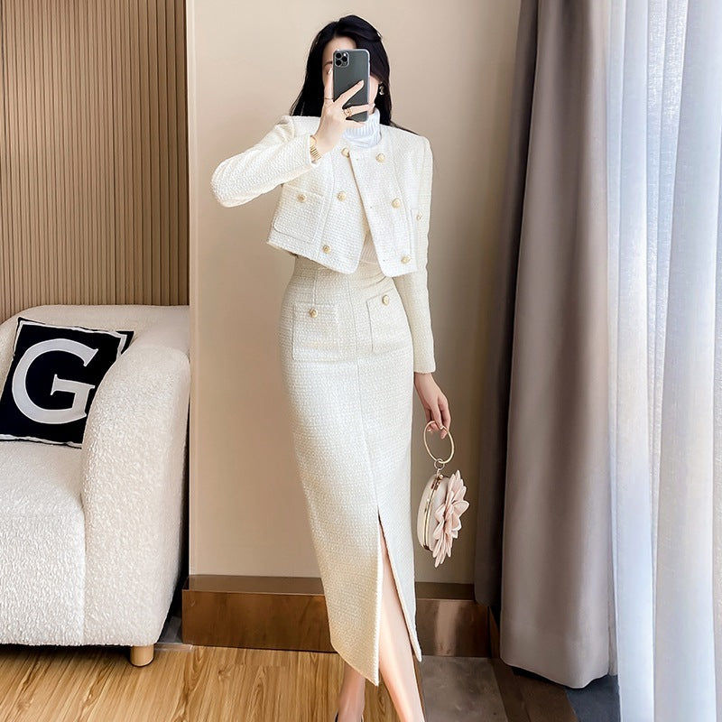 Thumbnail: Women's Fashion Woolen Skirt Two-piece Set