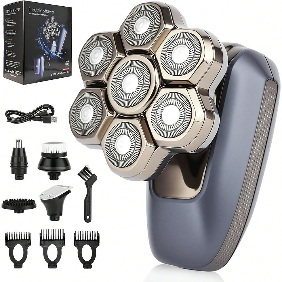 Thumbnail: Head Shaver for Bald Men, 7D Electric Rotary Razor 5-in-1 Grooming Kit