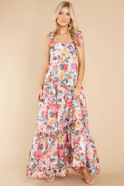 Thumbnail: Floral Square Neck Wide Strap Maxi Dress