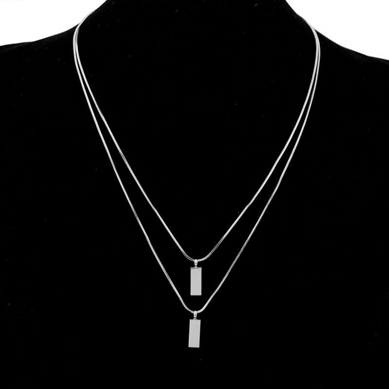 Thumbnail: Titanium Steel Brick Snake Bone Pendant Necklace