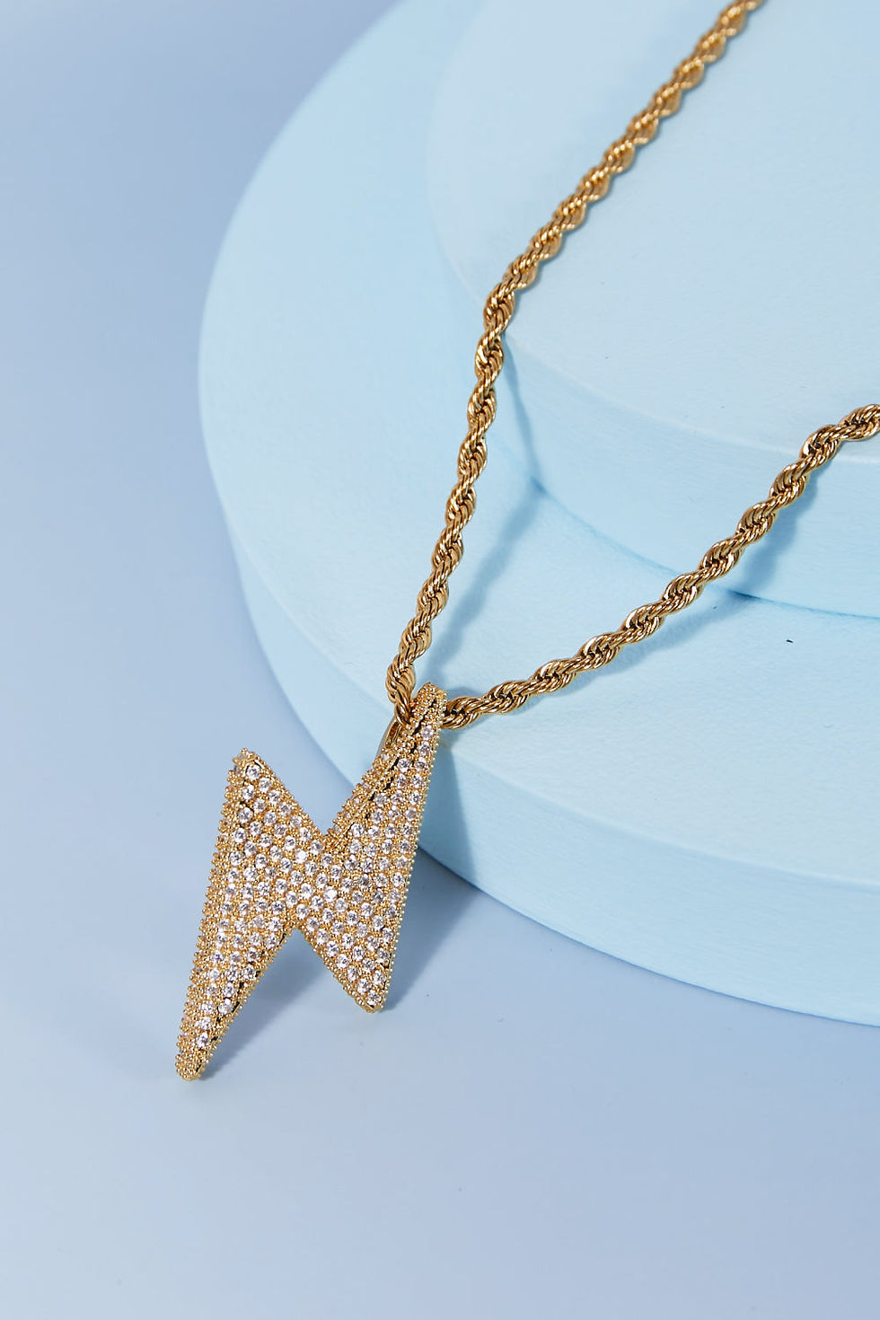 Thumbnail: Brass Lightning Pendant Necklace