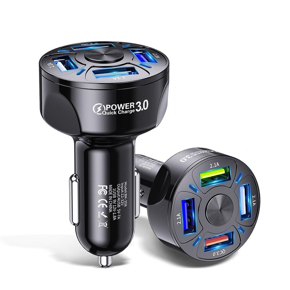 Thumbnail: 2 PACK PBG LED 4 Port Rapid Car Charger - Charges 4 Devices at once!