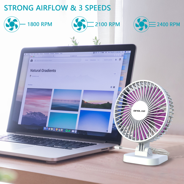 Thumbnail: 3 Speeds Mini Portable USB Desk Fan