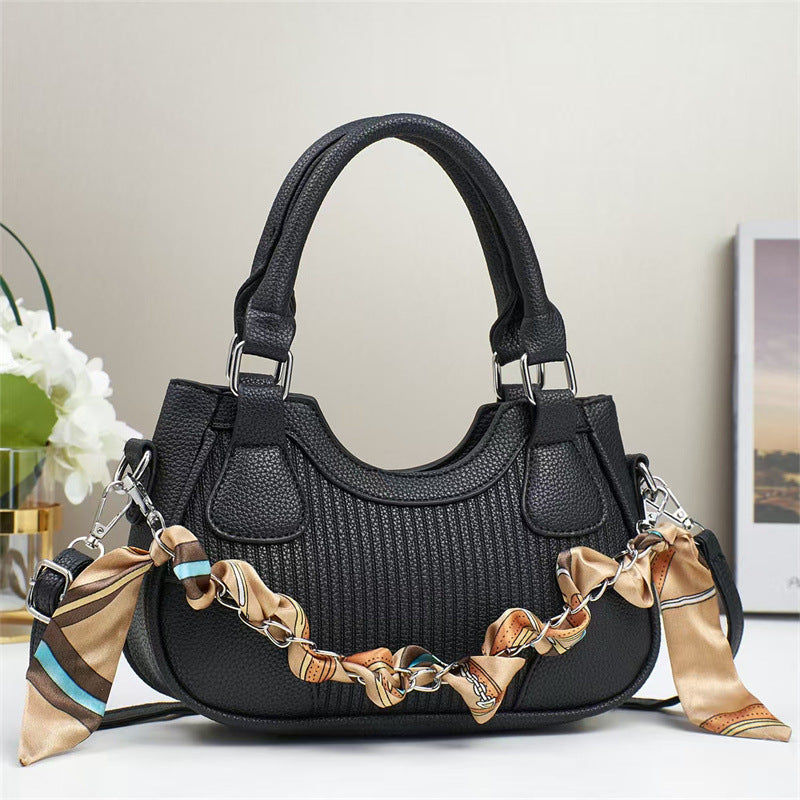 Women's Elegant Braided Chain PU Crossbody Handbag