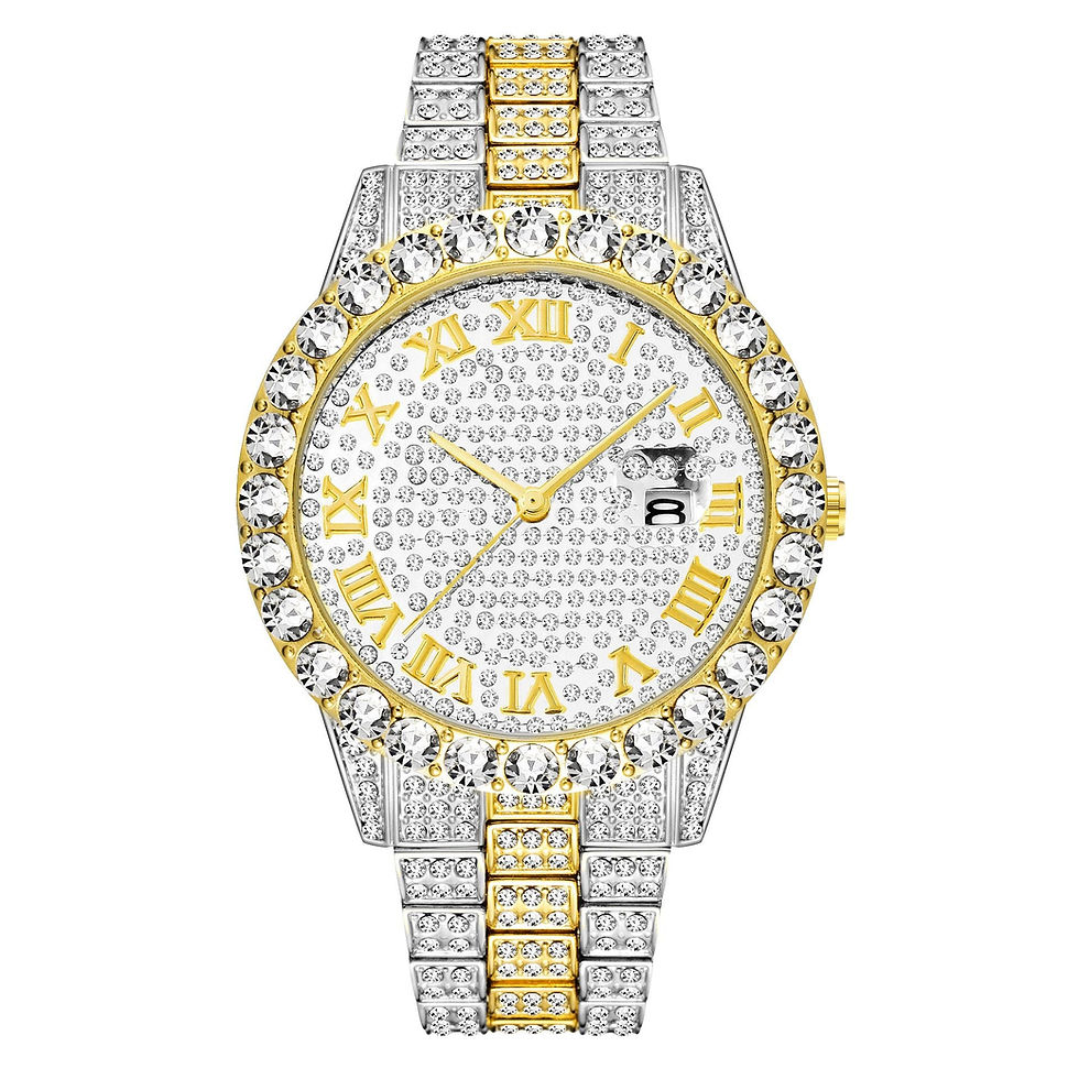 Thumbnail: Punk hip hop watch set diamond-studded bracelet set Men's watch set