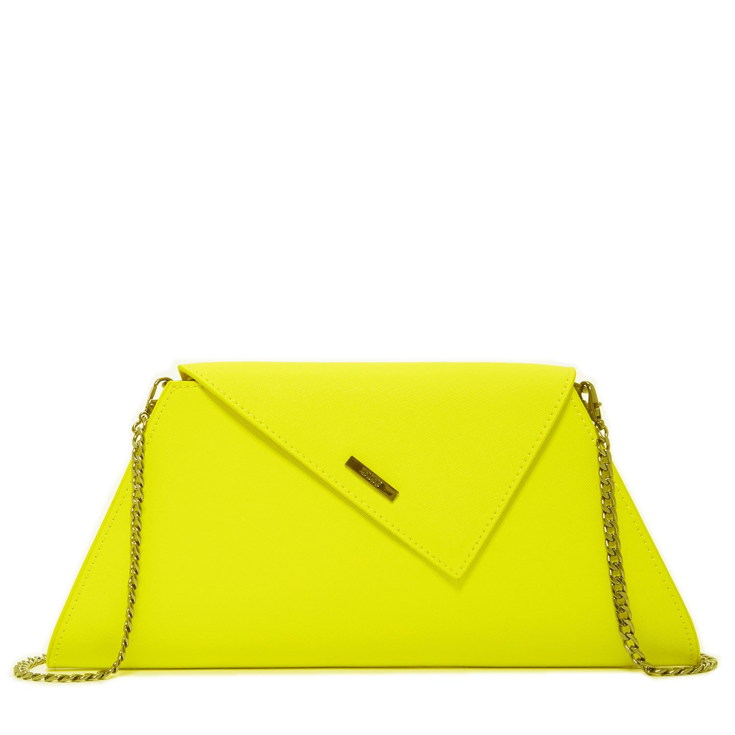 Angelica Women's Yellow Saffiano Leather Evening Clutch Bag