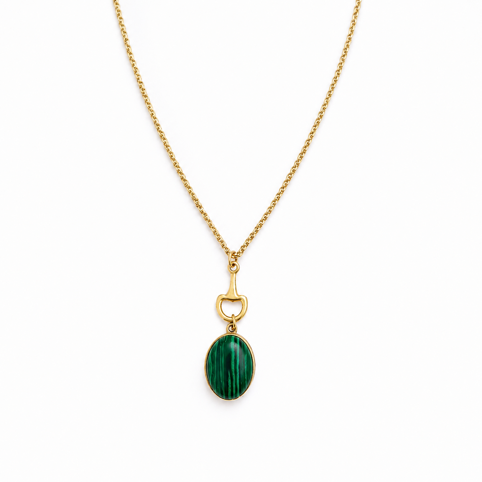 Thumbnail: Women's Equestrian Bit Natural Stone Waterproof Gold Necklace