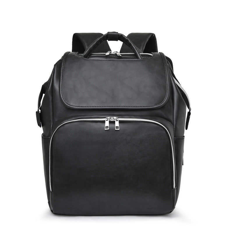Thumbnail: PU Leather Baby Diaper Bag Backpack with Changing Pad