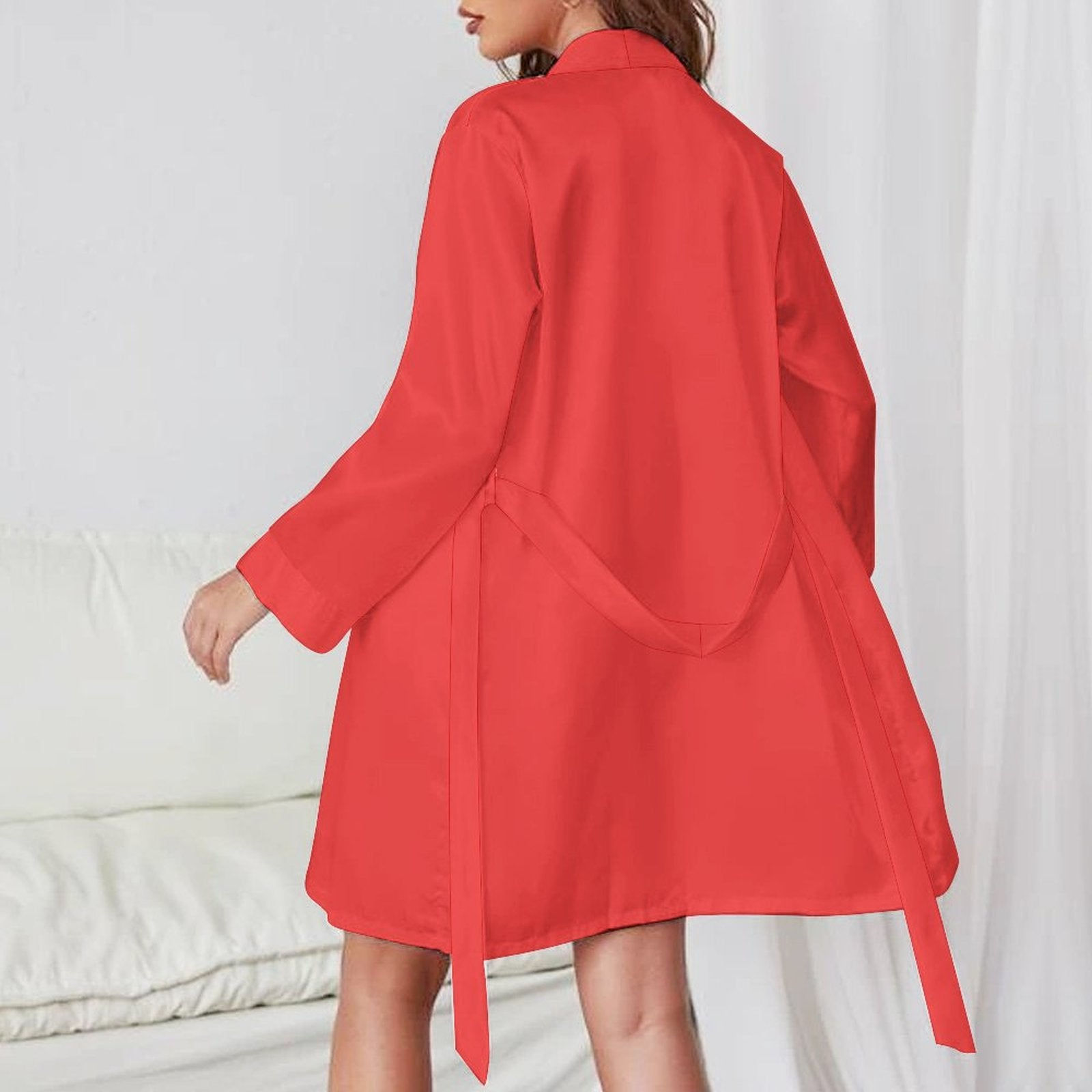 MUNSIEUR Red Belted Robe - Luxury Long Sleeve Loungewear for Women