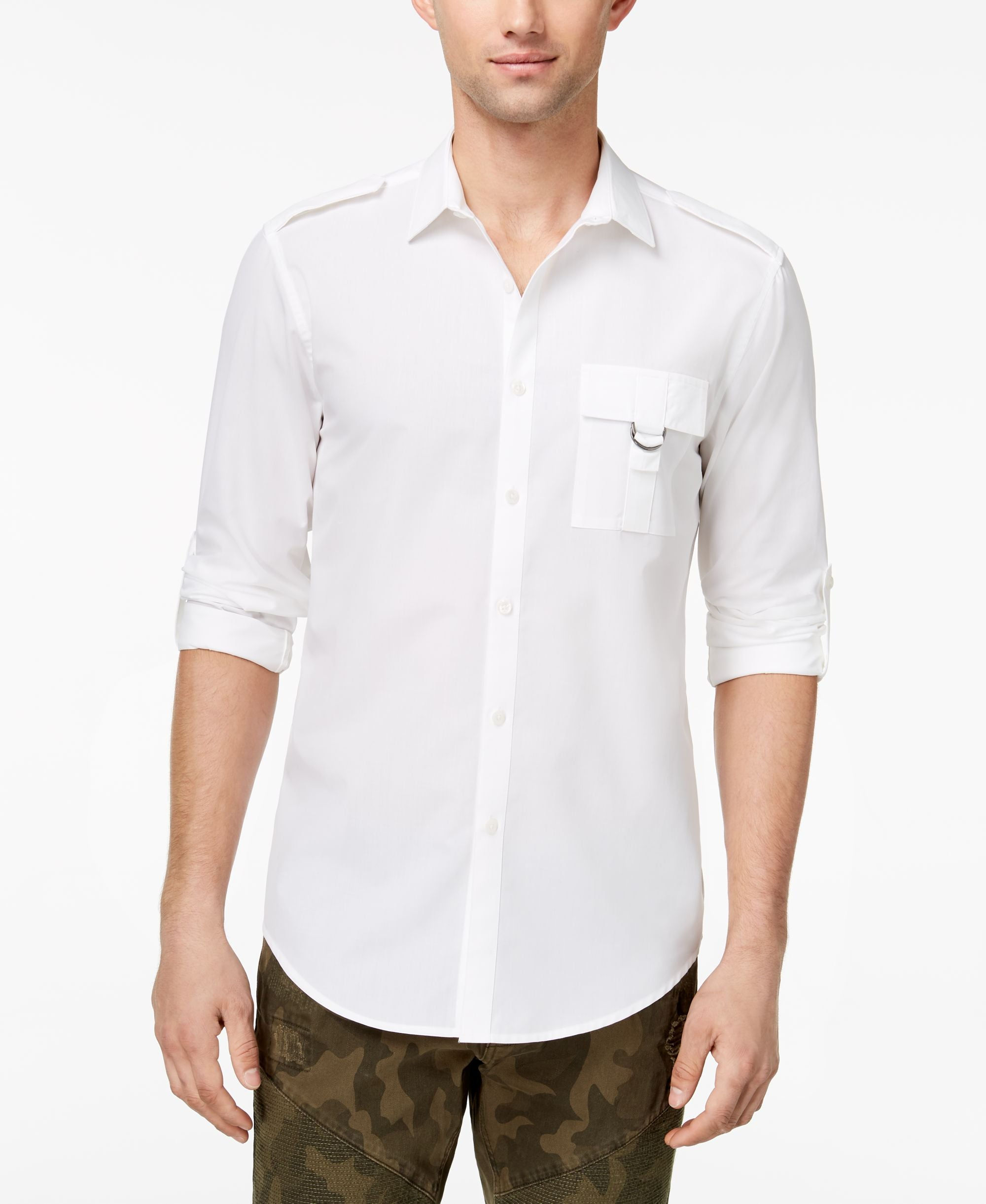 INC International Concepts Men's Roll-Tab Sleeve Button-Down Shirt