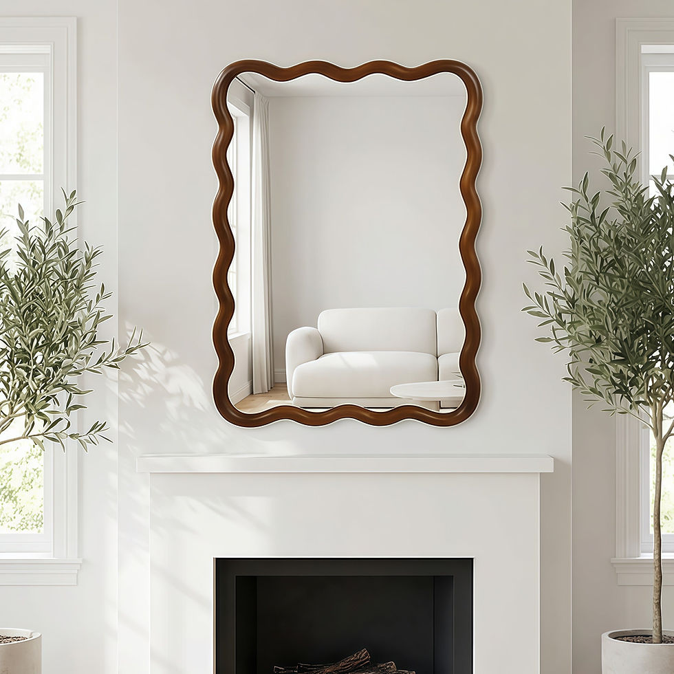 Thumbnail: Black Walnut Color 30'x40' Wavy Rectangle Solid Wood Frame Decorative