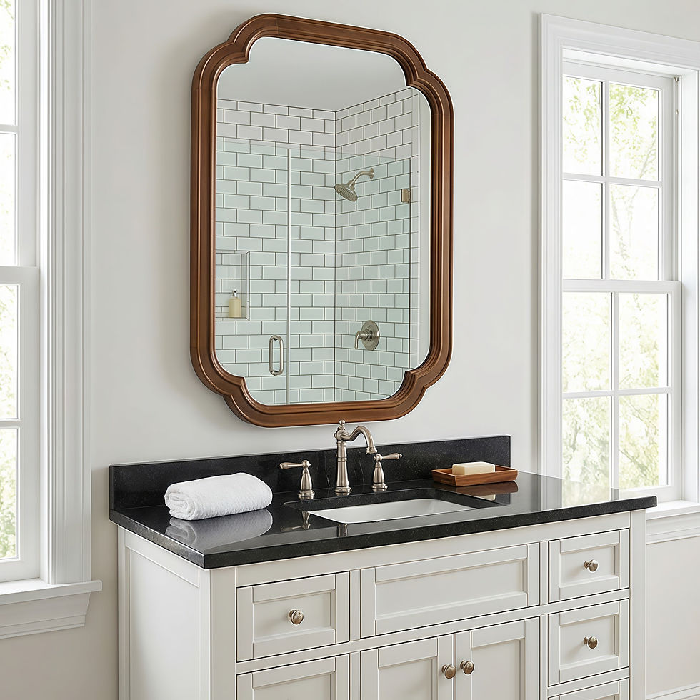 Thumbnail: Solid Wood Frame Rounded Corner Decorative Mirror, For Bedroom,
