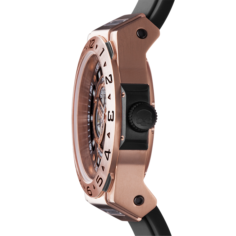 Thumbnail: Vento Automatic Watch with Rose Gold Case and Black Silicone Strap