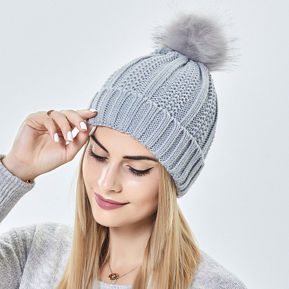 Winter Knitted Hats Fashion Stretchy Lined Skull Hats For Women Faux